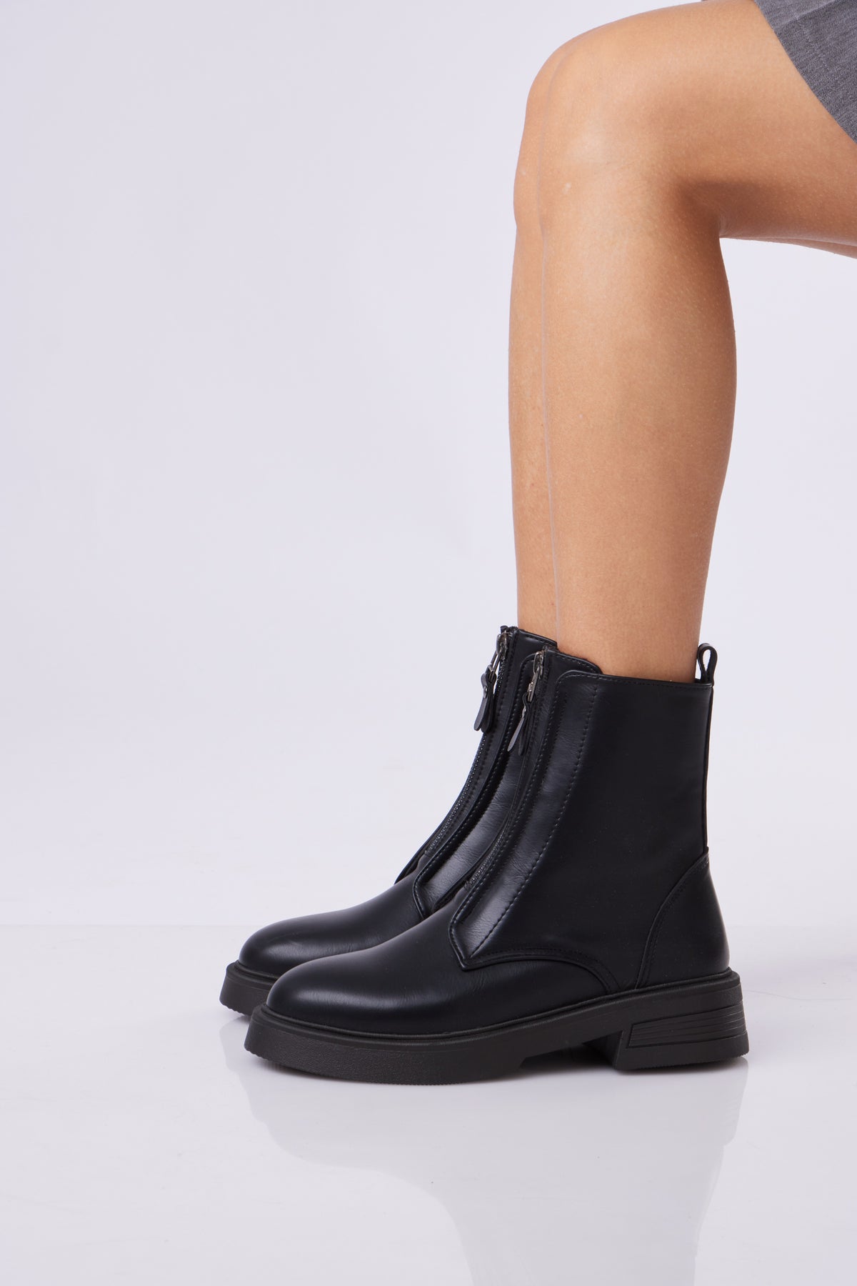 AVA Front-Zip Ankle Boots