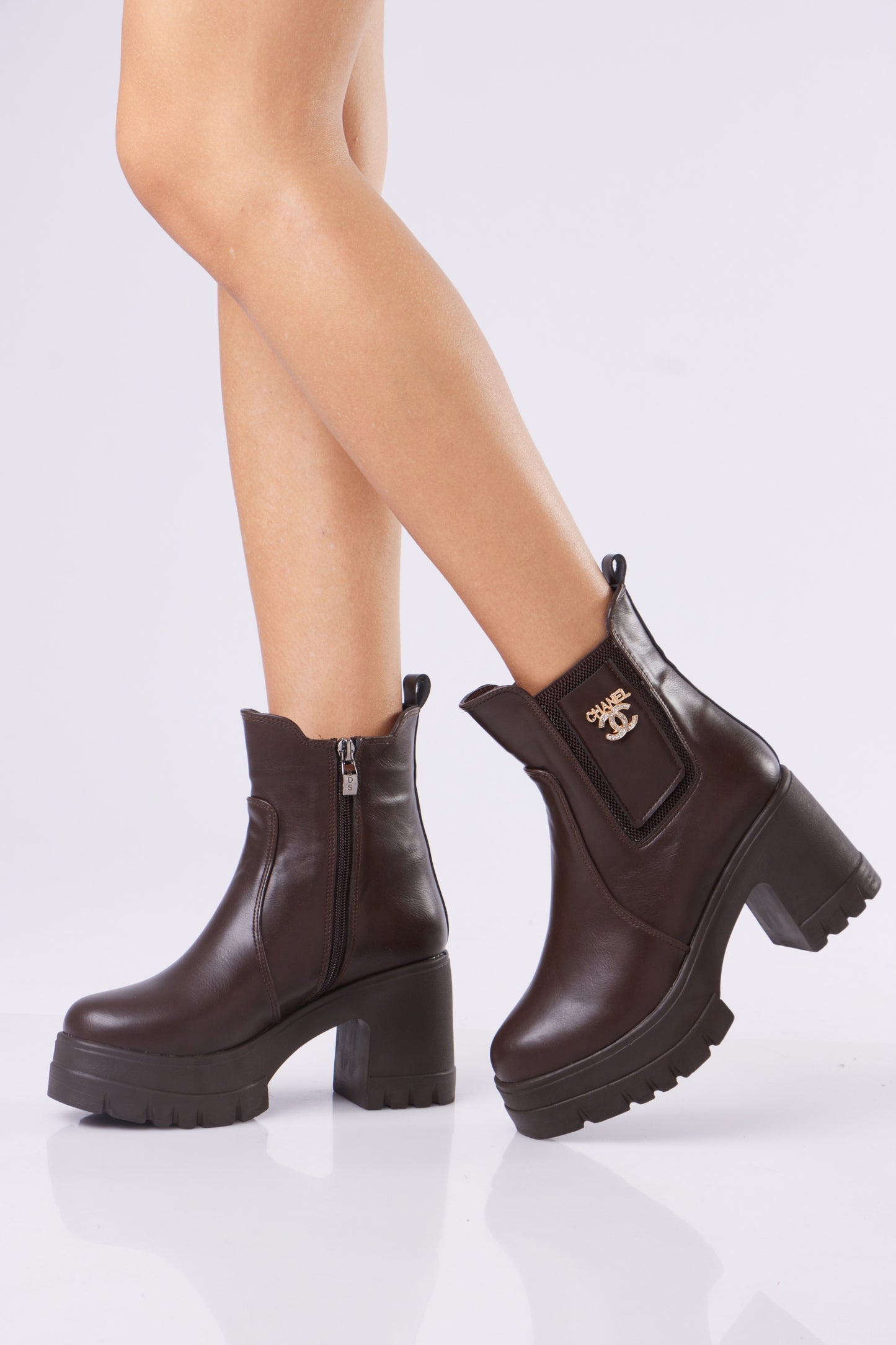 Women’s Chunky Ankle Boots with Logo Detail