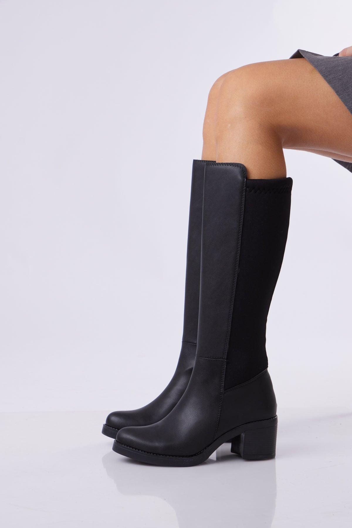 Elastic Leather Boot