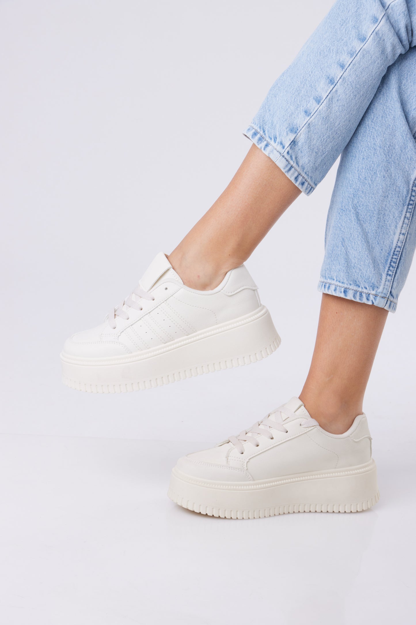 Cream Platform Sneakers