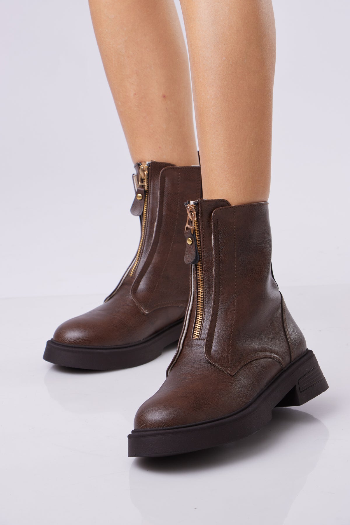 AVA Front-Zip Ankle Boots
