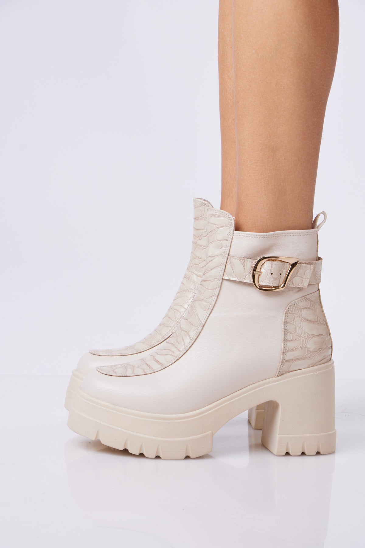 Women’s Chunky Ankle Boots with Strap Buckle