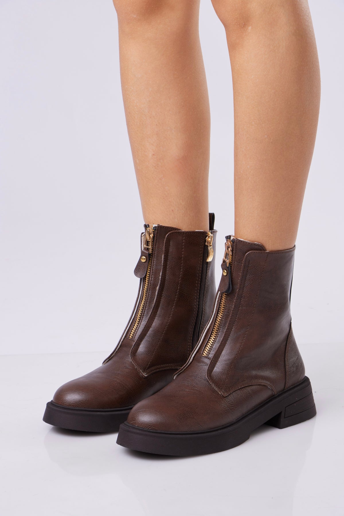 AVA Front-Zip Ankle Boots