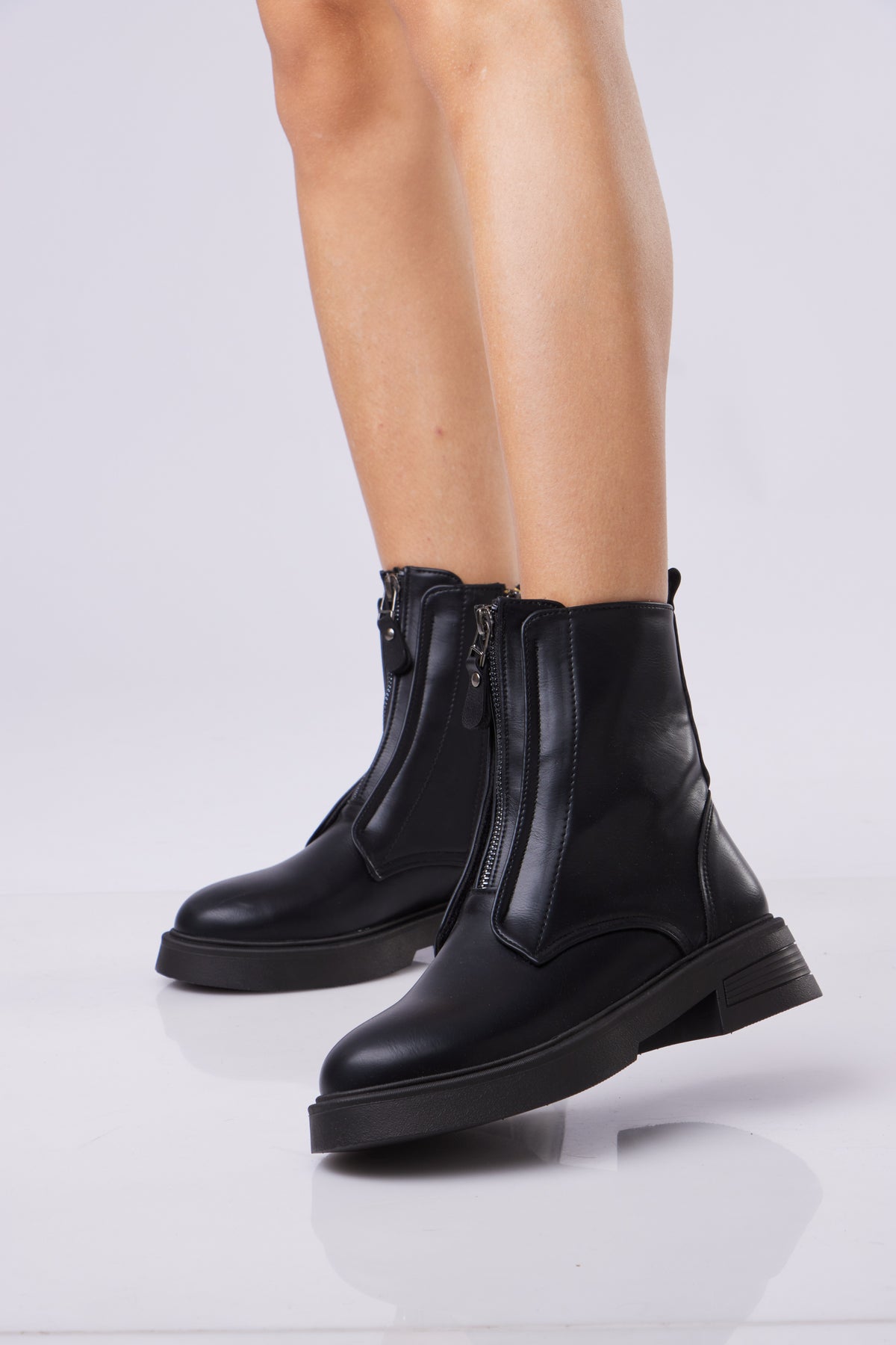 AVA Front-Zip Ankle Boots