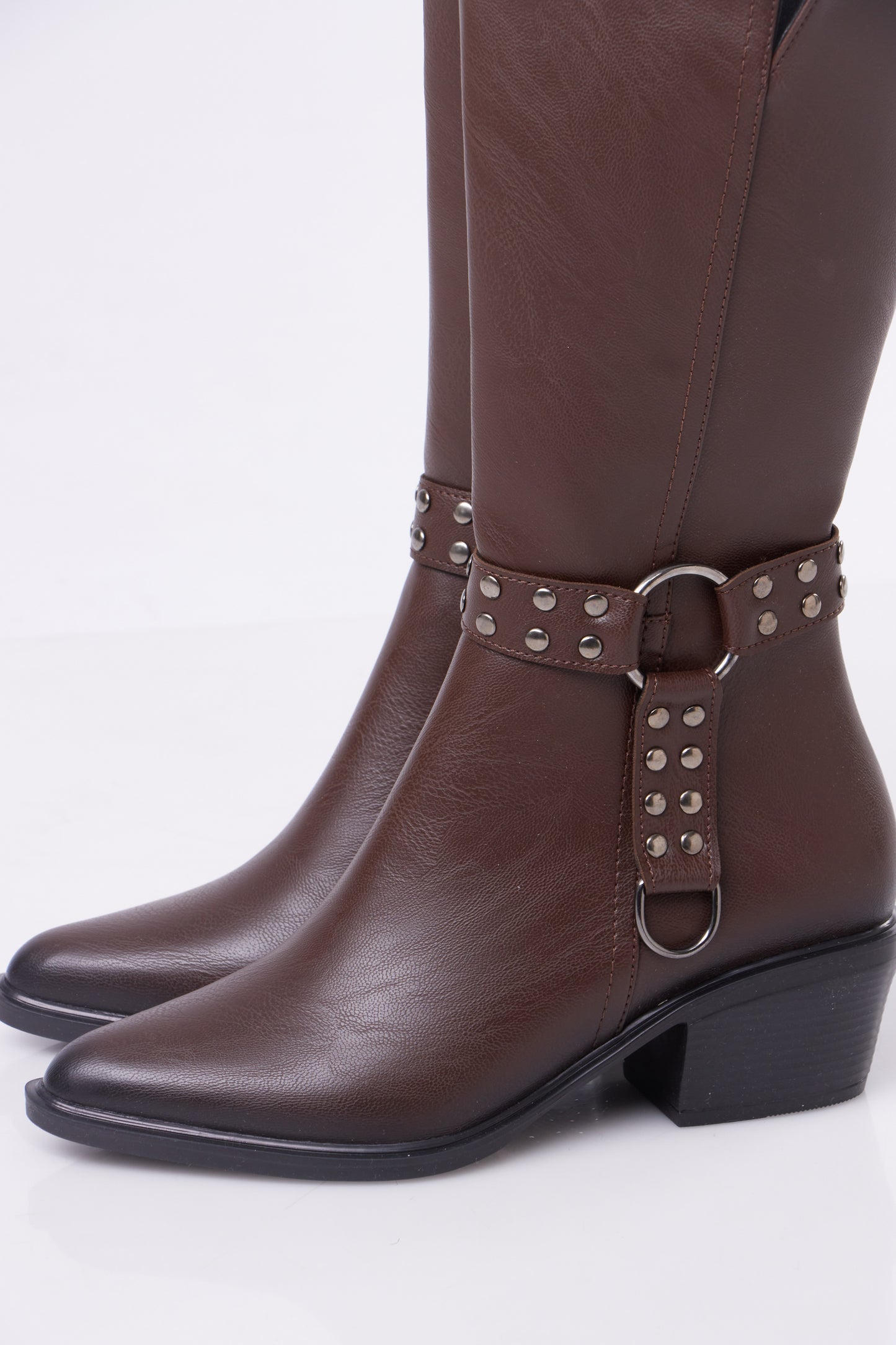 Women’s Heeled Ankle Boots with Studded Harness
