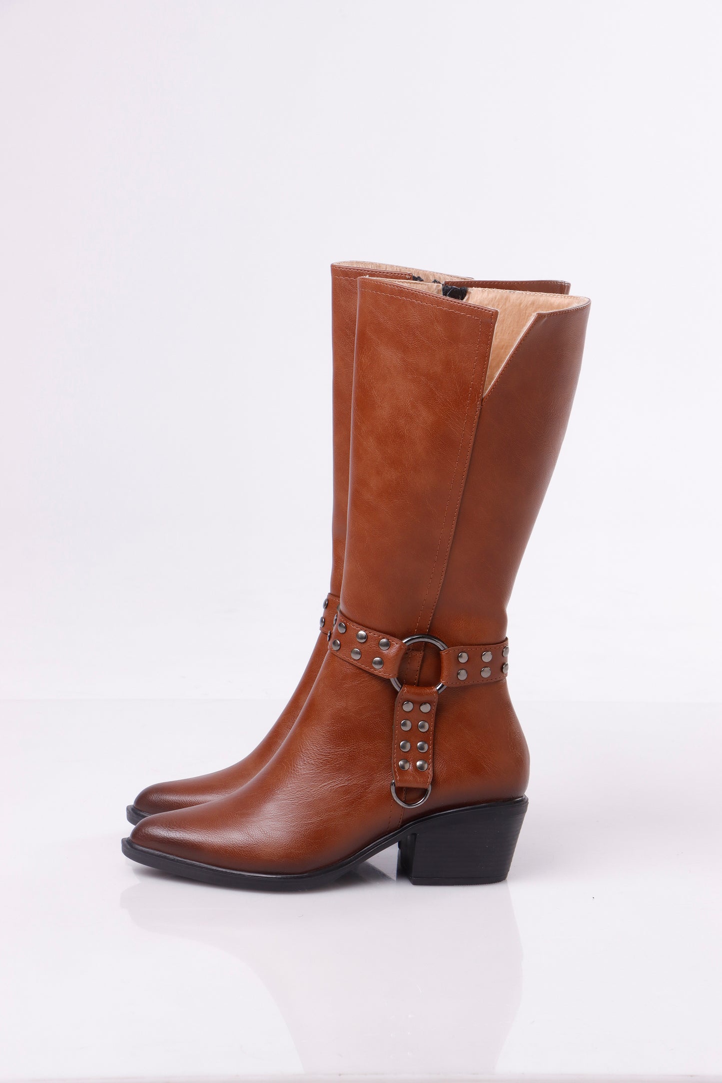 Women’s Heeled Ankle Boots with Studded Harness