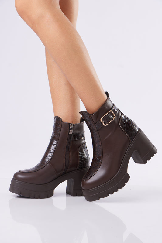 Women’s Chunky Ankle Boots with Strap Buckle