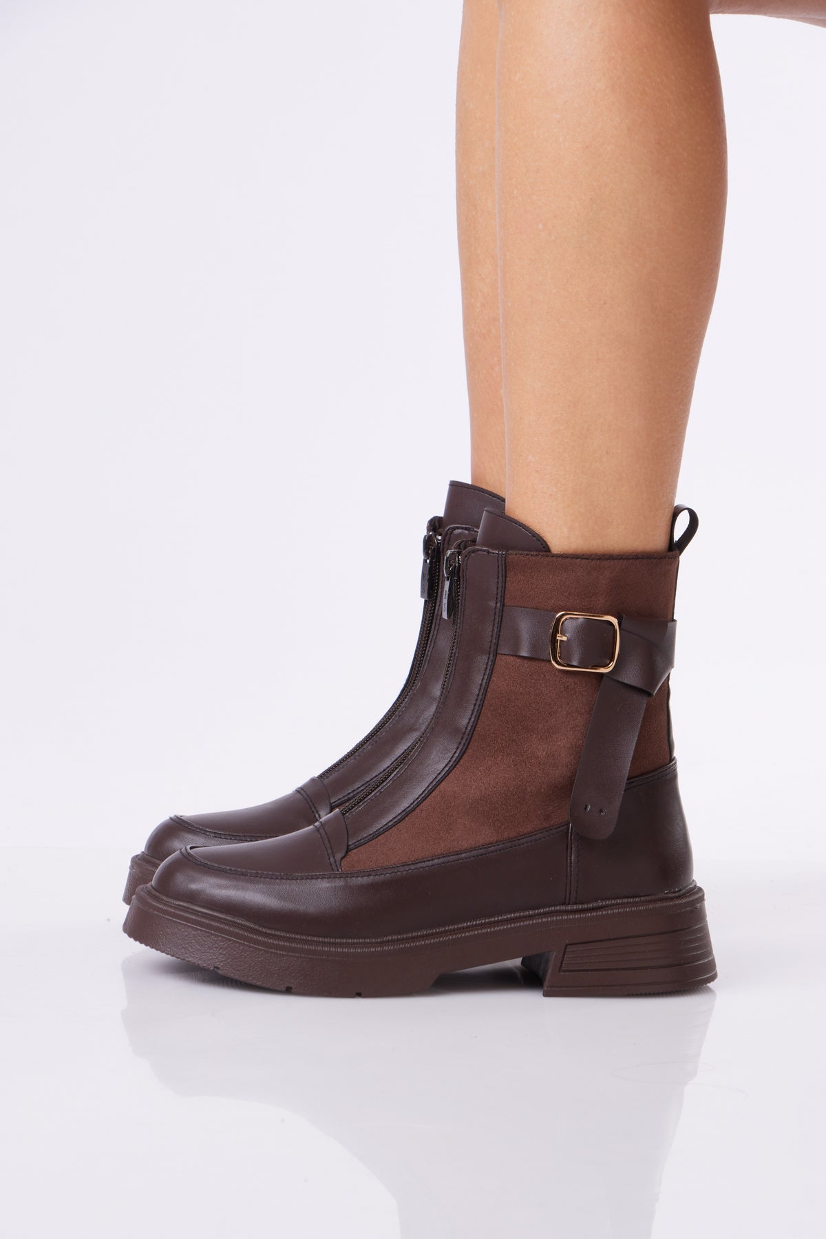 Women’s Chunky Ankle Boots with Buckle Strap