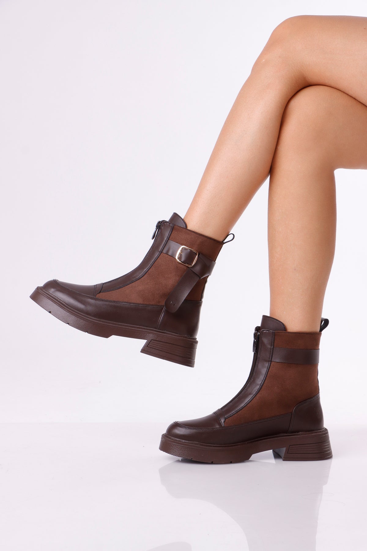 Women’s Chunky Ankle Boots with Buckle Strap