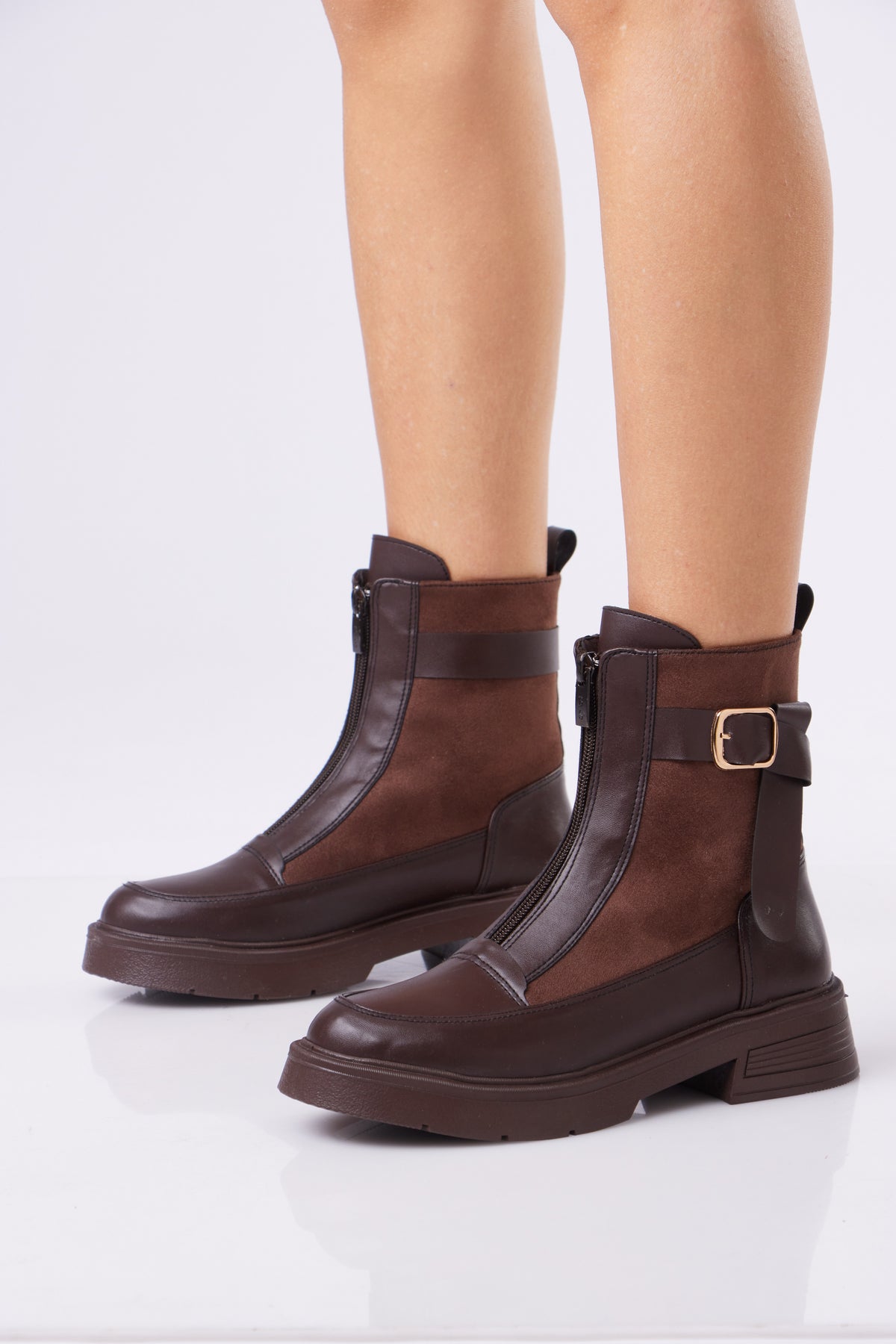 Women’s Chunky Ankle Boots with Buckle Strap
