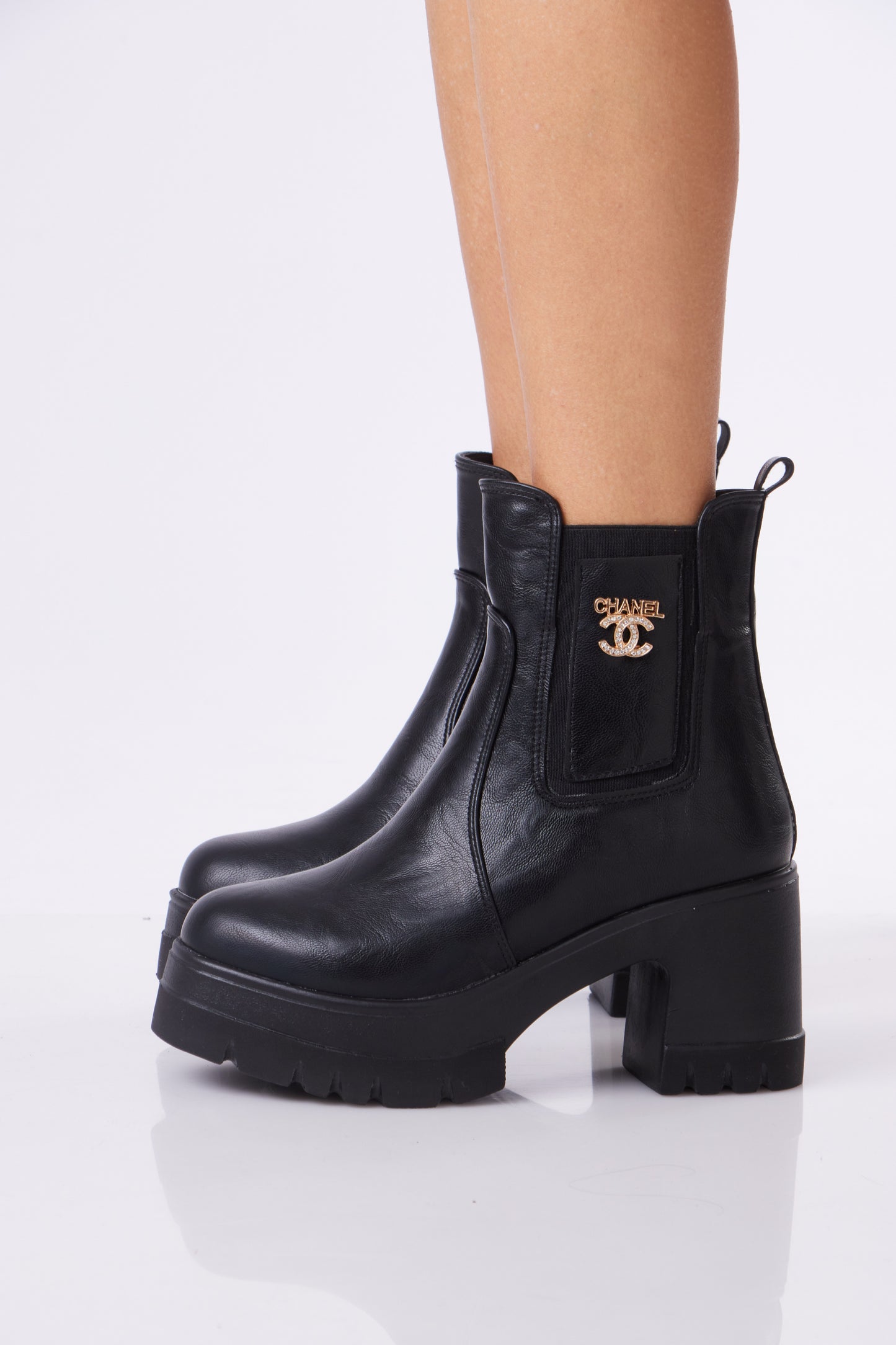 Women’s Chunky Ankle Boots with Logo Detail