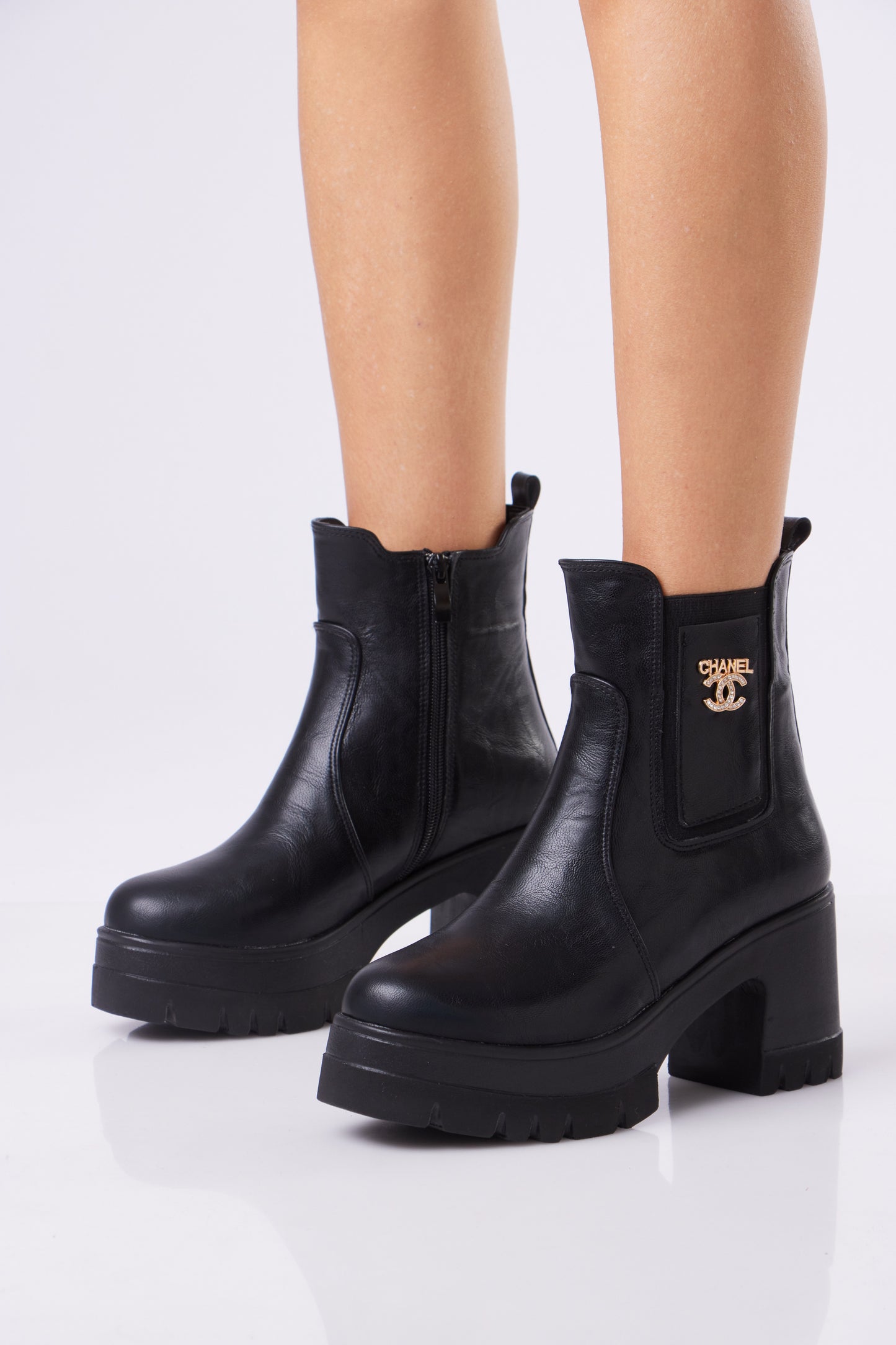 Women’s Chunky Ankle Boots with Logo Detail
