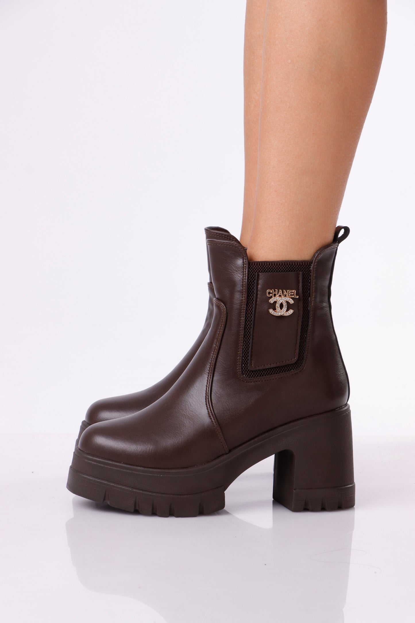 Women’s Chunky Ankle Boots with Logo Detail