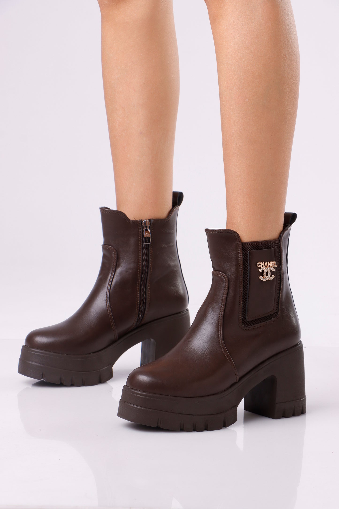 Women’s Chunky Ankle Boots with Logo Detail