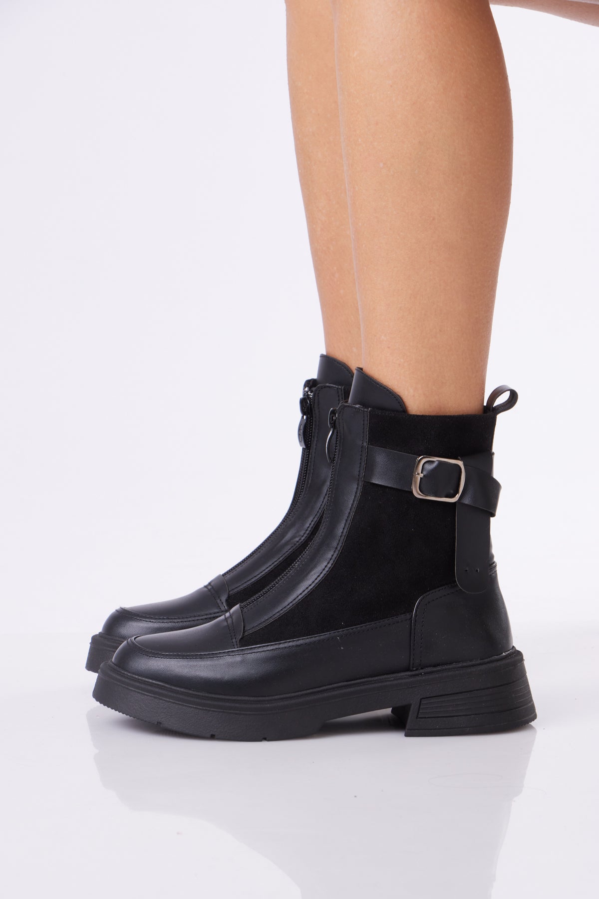 Women’s Chunky Ankle Boots with Buckle Strap
