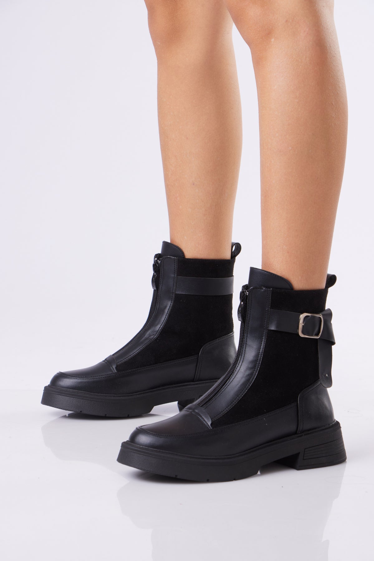 Women’s Chunky Ankle Boots with Buckle Strap