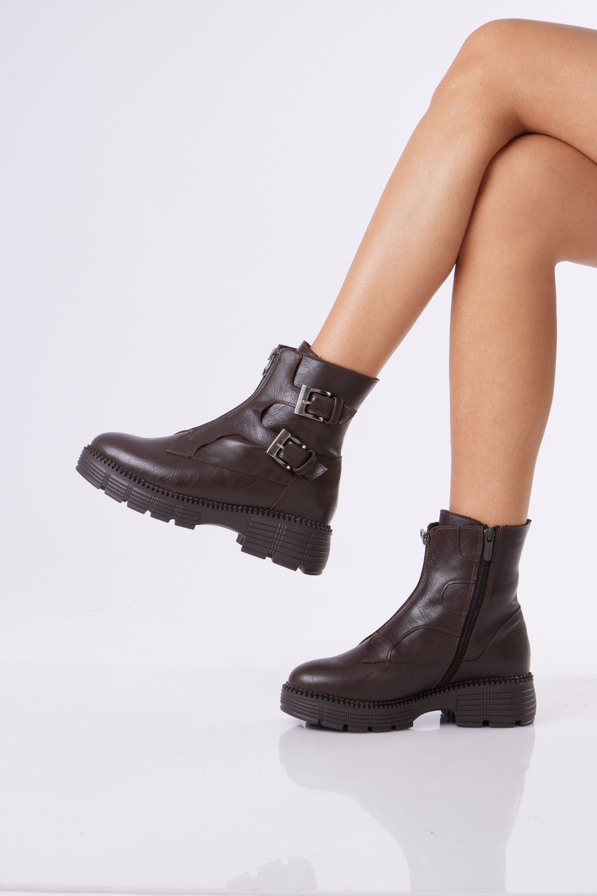 Women’s Chunky Ankle Boots with Buckle Detail