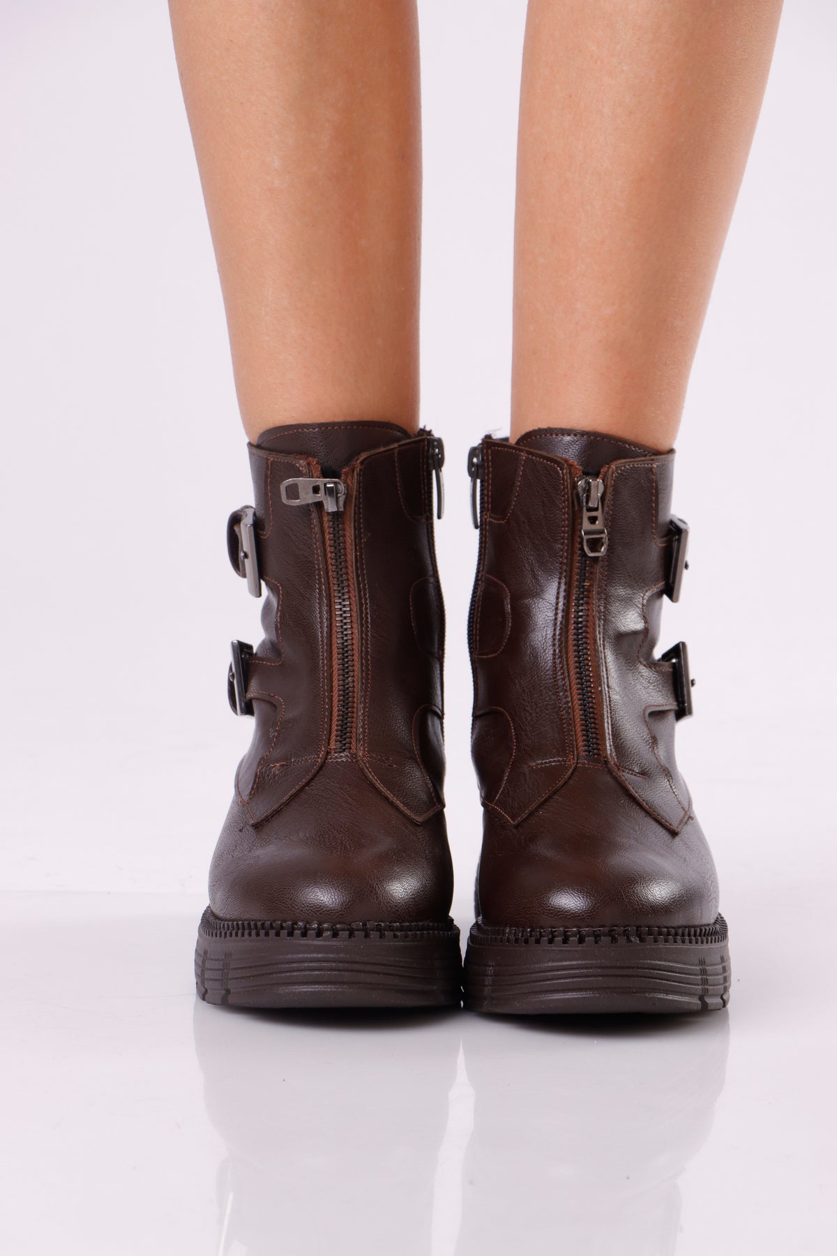 Women’s Chunky Ankle Boots with Buckle Detail