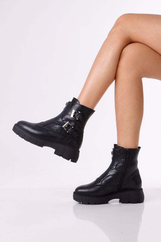 Women’s Chunky Ankle Boots with Buckle Detail
