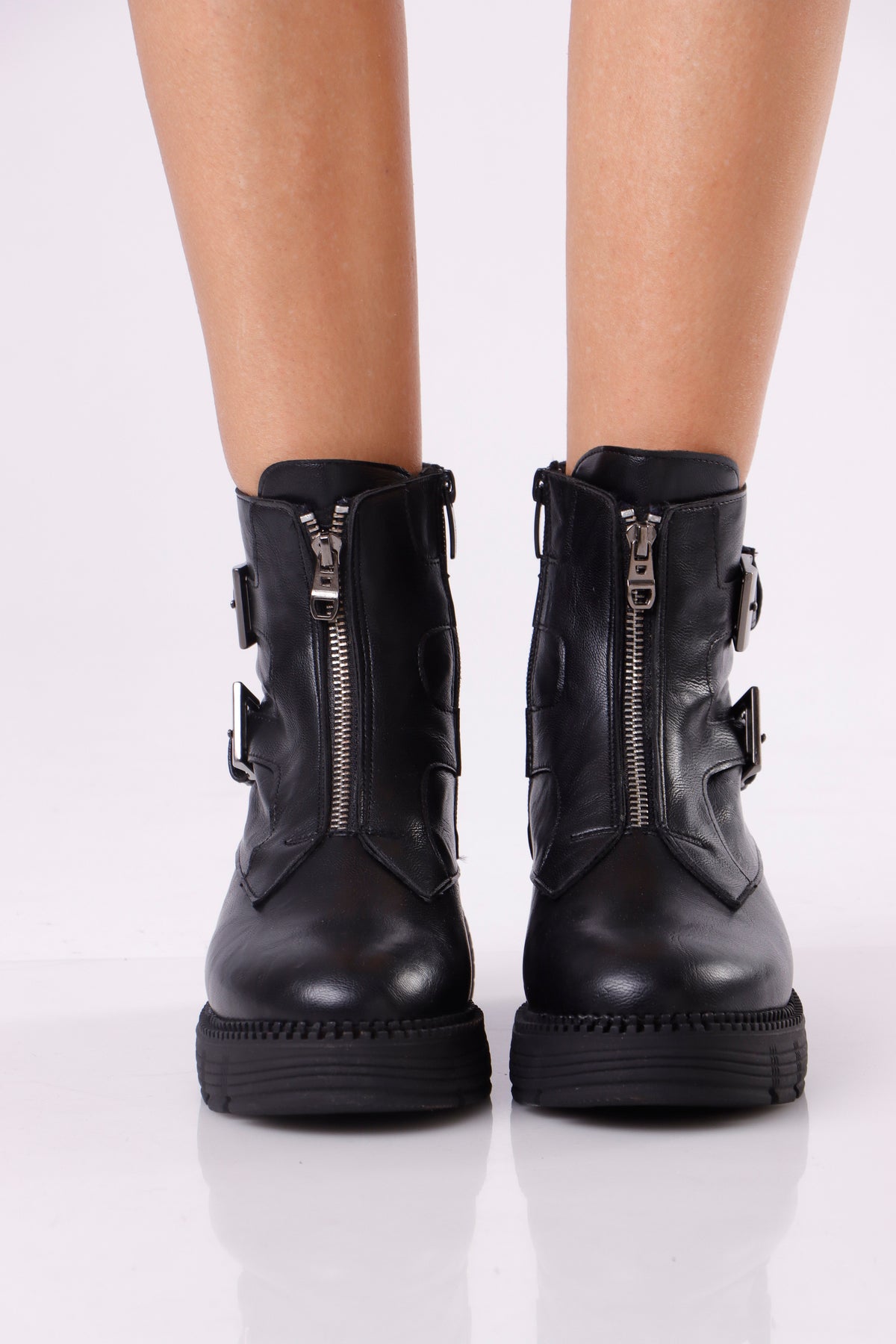 Women’s Chunky Ankle Boots with Buckle Detail
